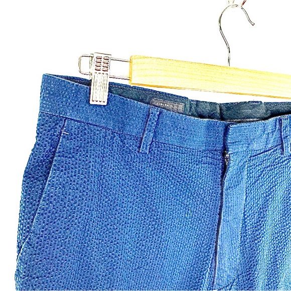 J.Crew Ludlow Slim Navy Blue Cotton Seersucker Pants Men's Size 31 x 32 Like New - Picture 2 of 5